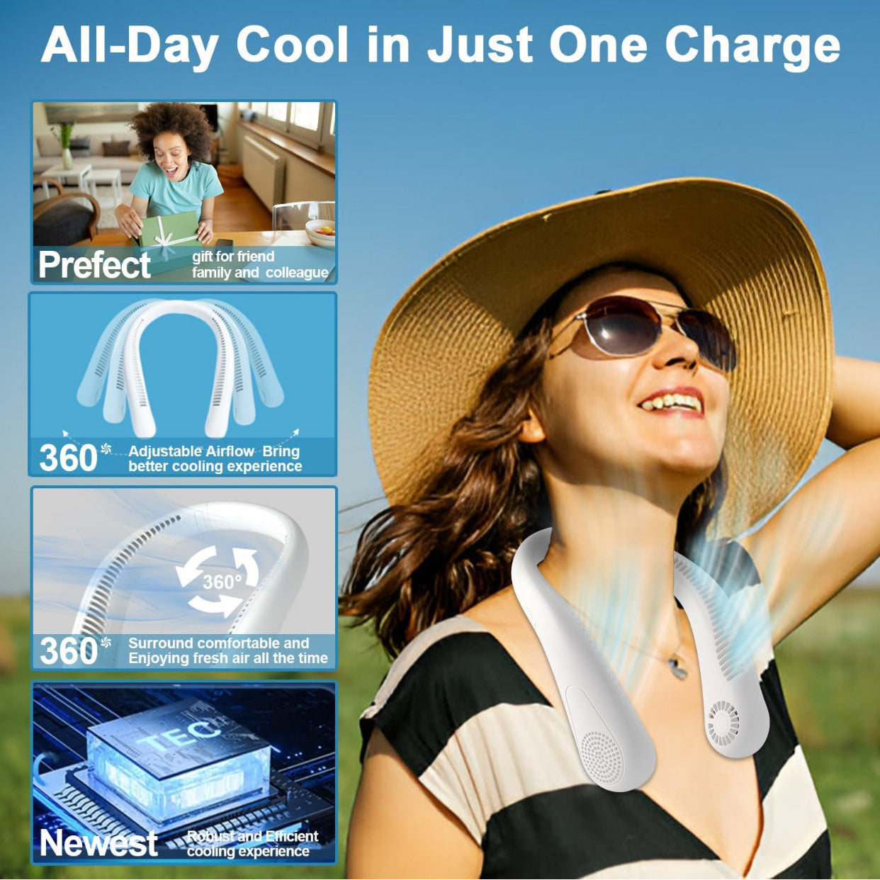 Neck fan portable